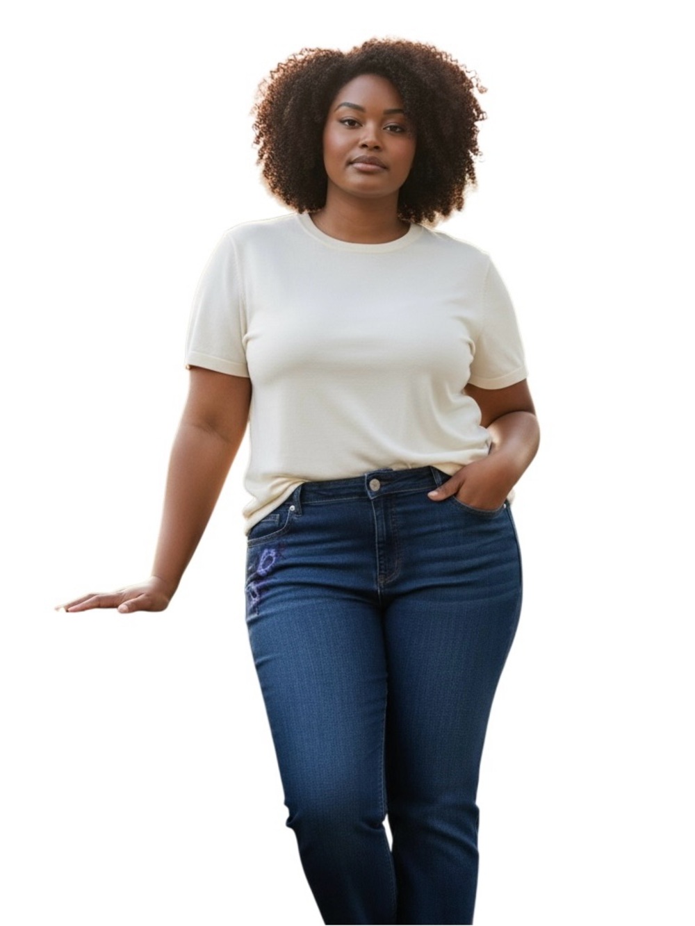 Lauren Classic High-Rise Dark Blue Women’s Jeans embroidered. 22w